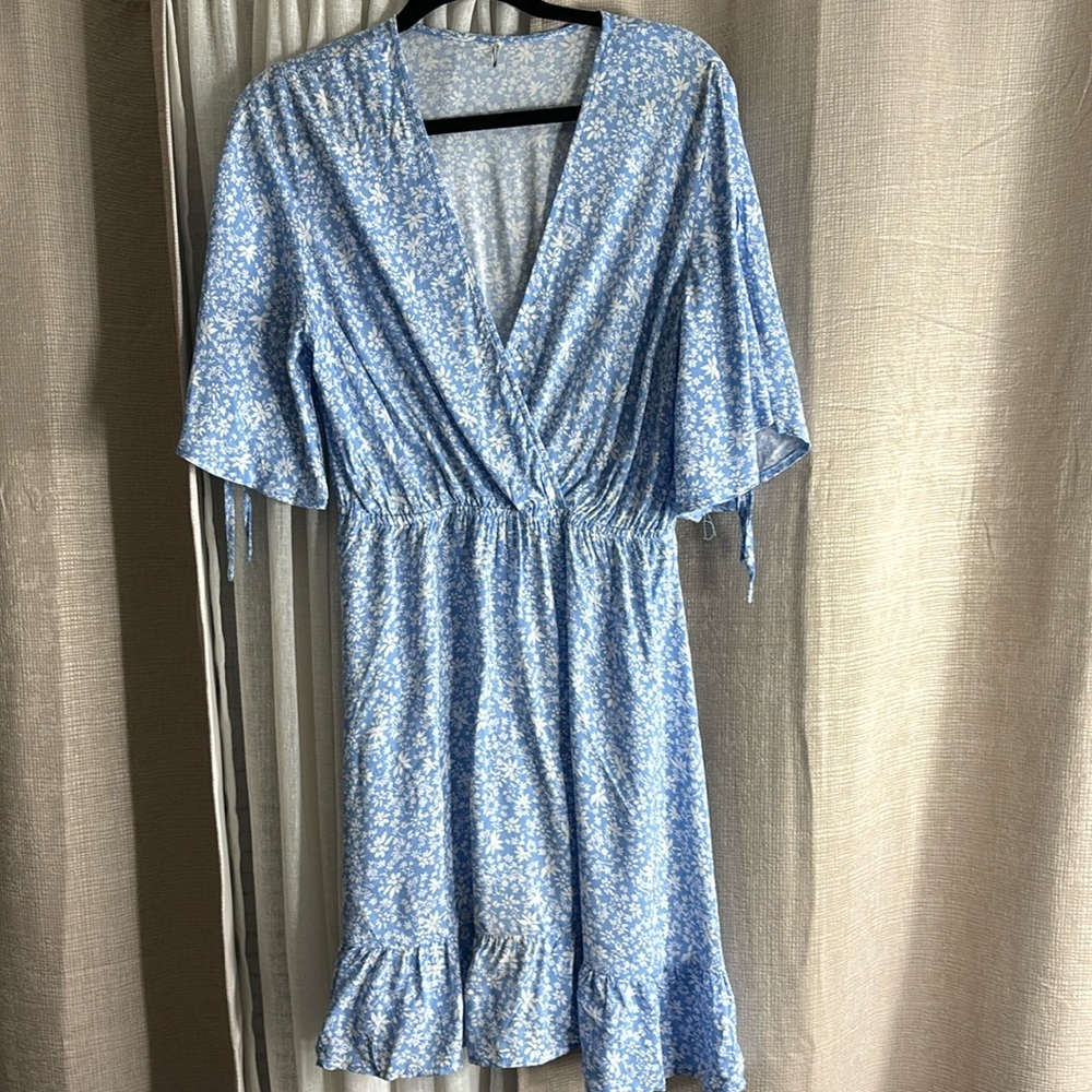 Blue and white floral sundress